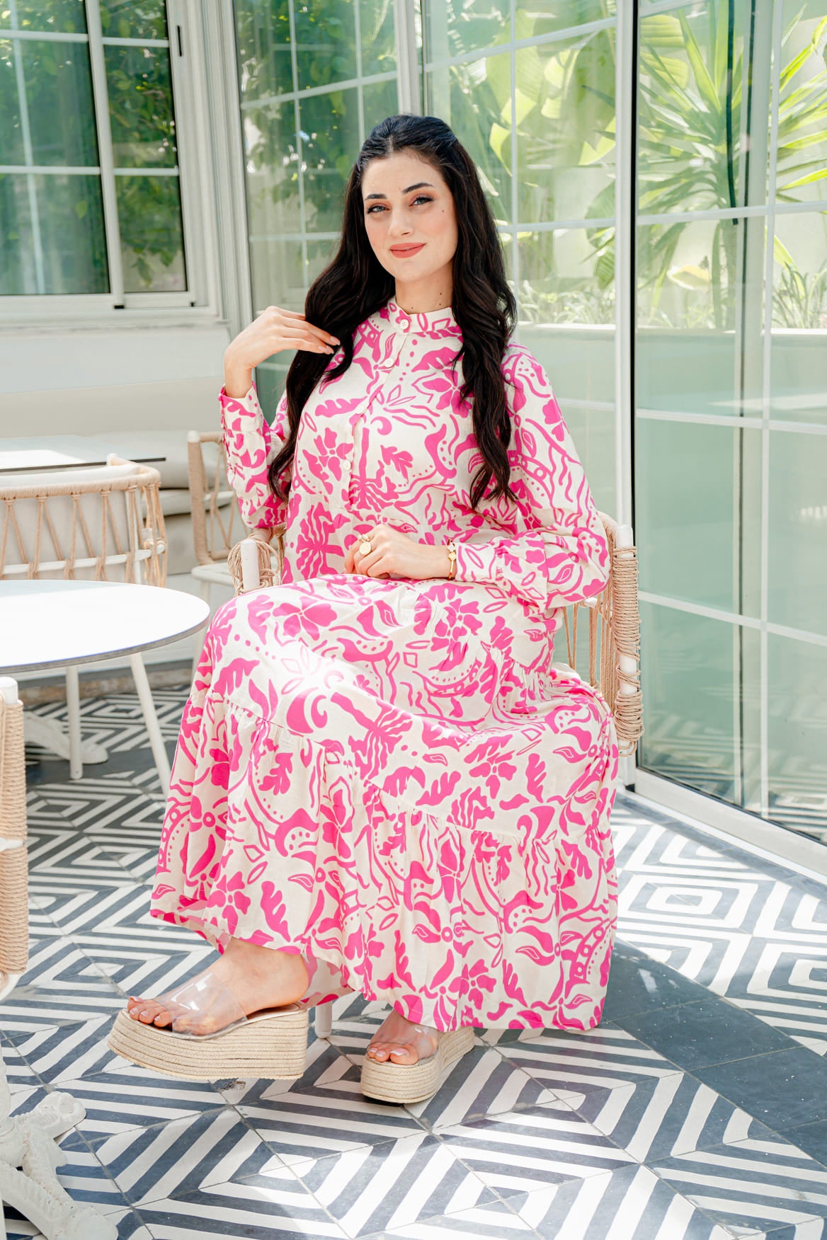 Robe Volants Rose