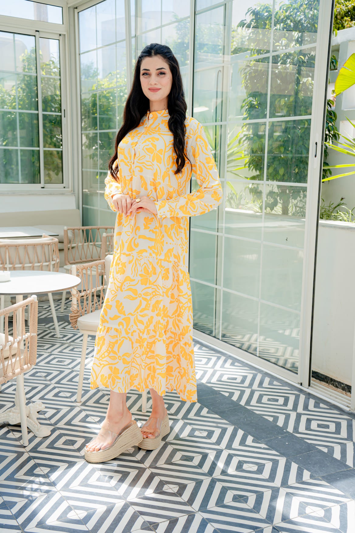 Robe Volants Jaune