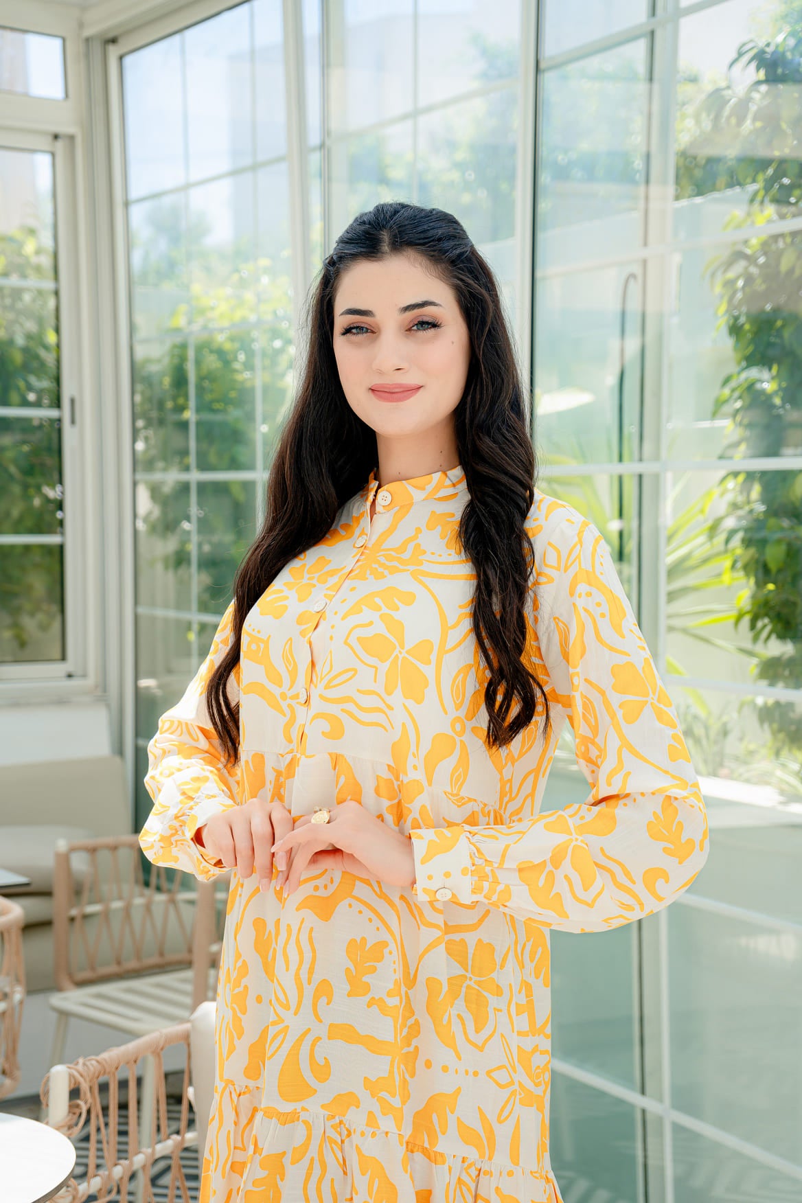 Robe Volants Jaune